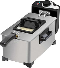 Cecotec Freidora Eléctrica de 3L Cleanfry 3 L. 2000W, Acero inoxidable, Filtro OilCleaner, Cuerpo, Cubeta, Tapa y Cestillo de Acero Inoxidable, Tapa con Ventana y Filtro Antiolores