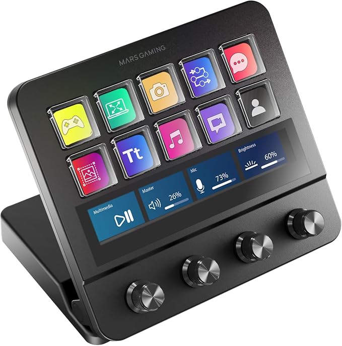 Mars Gaming MSD-Pro Control Deck 10 Teclas LCD 4 Diales Negro