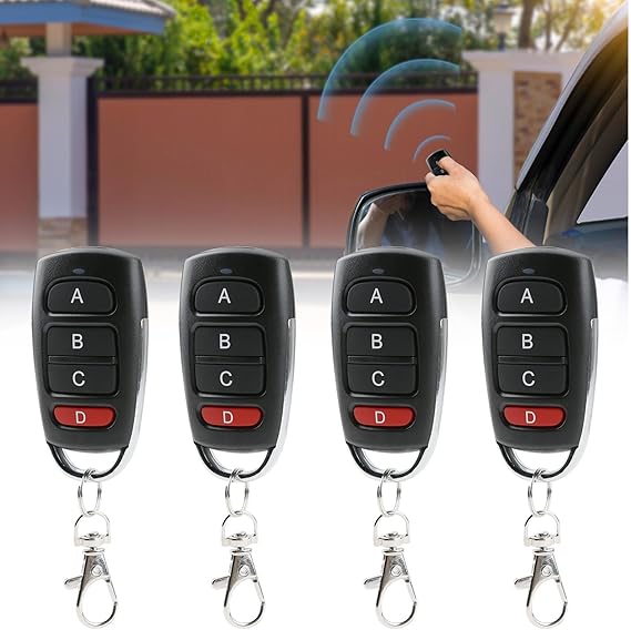 Joynine 433Mhz Mando Garaje Universal 4 Piezas, Mando Garaje Clonador con Señal Estable, Mando Puerta Garaje Universal, Mando a Distancia Garaje para Coches, Puertas de Garaje, Portones