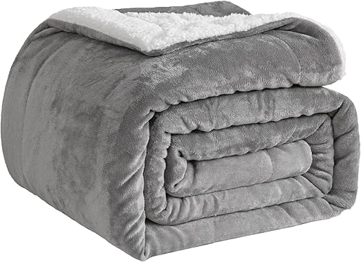 Good Nite Manta para sofá, 130 x 150 cm, Manta de Forro Polar mullida, Manta de Sherpa para sofás, Colcha de Viaje, Suave, Lavable a máquina (Individual, Gris)