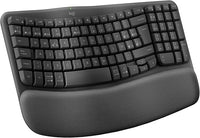 Logitech Wave Keys, teclado ergonómico inalámbrico con reposamuñecas acolchado, escritura cómoda, natural, Easy-Switch, Bluetooth, Logi Bolt, multisistema operativo, Windows/Mac,QWERTY Español-Grafito