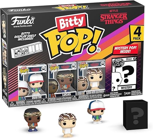 Funko Bitty Pop! ST SZN1 - Dustin 4pkY una Minifigura Misteriosa Sorpresa - 0.9 Inch (2.2 Cm) - Aka Desdentado - Stranger Things Coleccionable - Repisa Apilable Incluida - Idea de Regalo