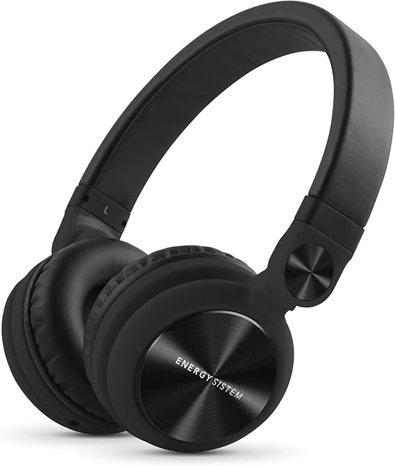 Energy Sistem Headphones DJ2 Black Mic (Auriculares Estilo DJ, Flip-Up Ear Cups, Removable Cable, Control Talk, Foldable), negro
