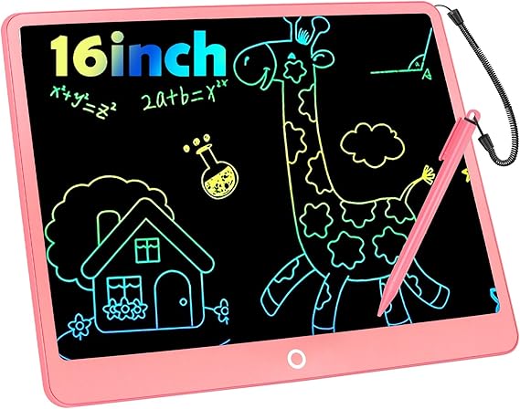 Tableta de Escritura LCD 16 Pulgadas, Tablero de Dibujo Electrónico, Colorida Pizarra Tableta Electrónica Gráfica Pizarra Infantil Juguete Juego de Regalo Cumpleaños para Niñas y Niños de 3-12 Años