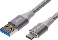 Amazon Basics Cavo di ricarica USB 3.1 Gen 2, da USB-C a USB-A, in nylon a doppia treccia, 0.9 m, grigio scuro