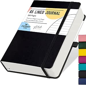 Stationery Island Cuaderno Rayado A5, Cuaderno Grueso de 360 Páginas, Diario de Rayas con Tapa Dura de 100 gsm para Escribir, Trabajar, Estudiar, Agenda