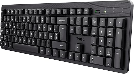 Trust ODY II Teclado Inalámbrico Silencioso QWERTY Español, Teclas de Perfil Bajo, Resistente a los Vertidos, Microrreceptor USB 2.4GHz, Wireless Keyboard para Windows Mac PC Ordenador Portátil