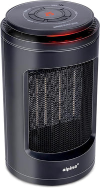 alpina Radiateur Soufflant Portable – Chauffage Soufflant 1200W avec Air Chaud et Froid – Chauffage Électrique avec Thermostat Digital Réglable 15–35°C – Min 1–9h – Radiateur Électrique Compact Noir