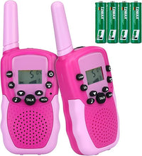 NK Walkie Talkies para Niños de 4 a 9 Años, Juguete Infantil con Linterna, 22 Canales, Larga Distancia 3km, Pantalla LED, Pilas Incluidas- Color Rosa/Violeta