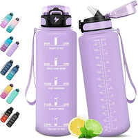 HoneyHolly Botella Agua, 1.5L Botella Agua Gimnasio con Pajita, Botella de Agua, con Marcador de Tiempo, Botella de Agua Deportiva, Prueba de Fugas, Cantimplora para Escuela, Senderismo, Fitness