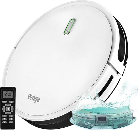 Venga! Robot Aspirador, Trapeador de Pisos, Fácil de Usar, 6 Modos de Limpieza, Silencioso, Blanco, VG RVC 3000