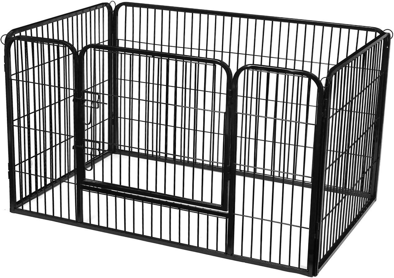 FEANDREA Parque para Mascotas, Jaula para Perros, Metal, Negro PPK04BK