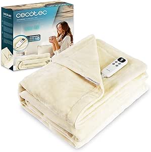 Cecotec Manta Eléctrica 200x180cm HeatConfort Noa (200 x 180). 130W, 10 Niveles de Temperatura Ajustables, Controlador LCD Extraíble, Temporizador con Apagado Automático, PTC+ Tecnología NTC