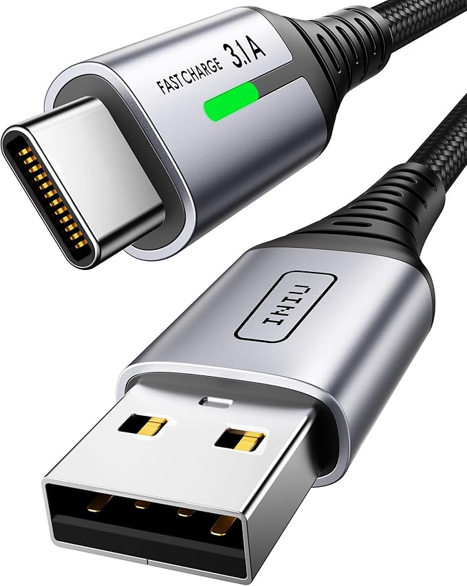 INIU Cable USB A USB C, [2m] QC 3,0 y 3,1A Cable USB C Carga Rapida, Aleación Trenzado de Nylon Cable USB Tipo C Cargador Compatible con iPhone 16 15 Pro Samsung S21 Huawei Xiaomi Pixel ECC.