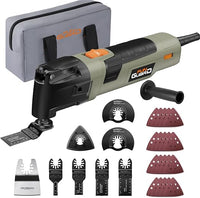 Funguard 300W Multiherramienta Oscilante, Herramientas Oscilantes con 6 Velocidades, 15000-22000RPM, 30 Accesorios, Mango Auxiliar, Ángulo de Oscilación 3.5°, para Cortar, Lijar, Raspar, Serrar