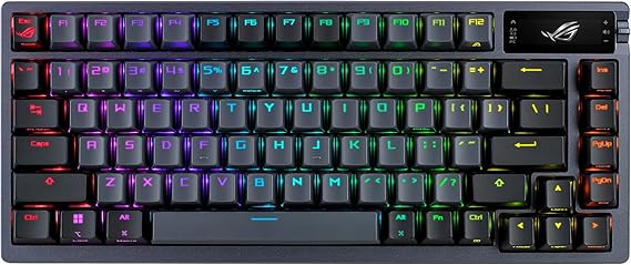 ASUS ROG Azoth - Teclado Mecanico Gaming 75%, Cubierta Metálica, Switch ROG NX Red lubricados, ABS, Kit de Lubricado, IR, BT y USB-C, Pantalla OLED, Tres Alturas y Compatible con Mac - QWERTY español