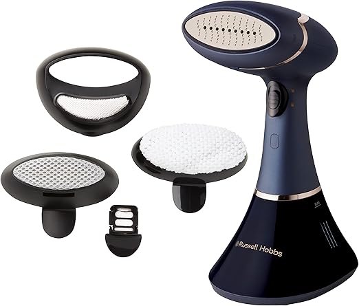 Russell Hobbs Plancha Vertical [1800W, 32g de generación de vapor] Steam Genie Aroma (suela cerámica, depósito 200 ml, 3 accesorios, difusor aroma, elimina arrugas, plancha y reduce olores) 28041-56