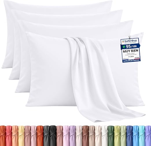 Utopia Bedding – Juego de 4 Fundas de Almohada – 50 x 75 cm - Blanco