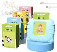 Juegos para niños de 2 años, Juegos Montessori, Flashcard en Italiano con 224 Palabras, Amigo vocabolo Juego Viene con 112 Tarjetas, Regalos y Juguetes para niñas y niños a Partir de 2 años (Azul)