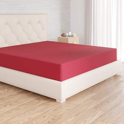 Amazon Basics Lenzuolo con angoli Matrimoniale, 180 x 200 x 30 cm, in 100% Microfibra con altezza da 30cm, Bordeaux
