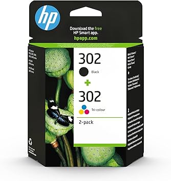 HP 302 X4D37AE, Pack de 2, Cartuchos de Tinta Originales Negro y Tricolor, compatible con impresoras de inyección de tinta HP DeskJet 1110, 2130, 3630, HP ENVY 4520, HP OfficeJet 3830, 4650 y 5220