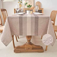 Kiatuniya Mantel Rectangular Marrón Antimanchas 140 x 200 cm Impermeable Efecto Lino Modernos Resistente a Manchas Mantel de Mesa Exterior para Comedor, Restaurantes, Salon de Jardin, Cocina