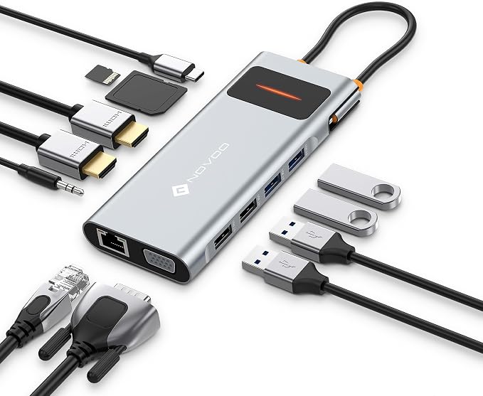 NOVOO Docking Station USB C 12 en 1, Triple Pantalla