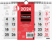 Finocam - Calendario 2024 Neutro de Pared Números Grandes Enero 2024 - Diciembre 2024 (12 meses) Español