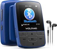 WOLFANG Reproductores MP3 de 64 GB con Bluetooth 5.2, Clip Deportivo, tamaño Mini, Peso de 1 Onza, Altavoz HiFi, Radio FM, grabadora de Voz, Auriculares incluidos