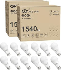 GY Bombilla E27 LED Blanco Neutro 14W 4000K 1540 Lumen, A60 de Bajo Consumo, 14W equivalentes a 100W, No Regulable 12 Unidad