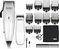 WAHL Home Pro Deluxe Combo cortadora de pelo eléctrica con cable y palanca de ajuste, 8 peines guía, kit con recortadora a pilas, tijeras y peine