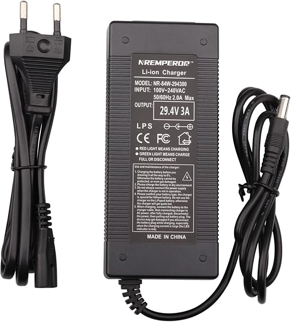 NSHUICH 29,4 V Cargador 25,2 V de batería para patinete cargadores de pilas eléctricas, salida 3A de VCA, tabla de skateboard de Li-ION