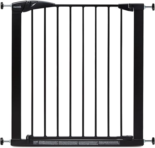 Puerta de Escalera Munchkin, Segura para niños pequeños y bebés, Puerta de Escalera de Ajuste a presión para bebés o Perros, Puerta de Seguridad, 76-82 cm, Negro