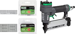 SALKI | Pack Clavadora CSK P06 + Blister SALKI Pin 0,6 | 6000 clavos: 15mm y 30mm B | Pistola de Clavos Neumática | Grapadora para trabajos de Carpintería