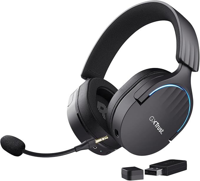 GXTrust Fayzo Cascos Gaming Inalámbricos Bluetooth + 2.4 GHz, Negro