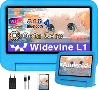 BIEGEDY Tablet Android,Tablet 7 Pulgadas 7GB RAM + 64GB ROM + TF 1TB,Control Parental | Educación Infantil + Juegos | Cámara Dual | Bluetooth 5.0 | 1024 * 600,Tbalet con Funda EVA Azul