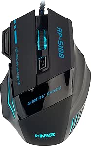 r4mpage alámbrico RP de 5100 7 Botones óptico 6 LED de Colores gamingmaus hasta 7200 dpi con Rueda de Desplazamiento