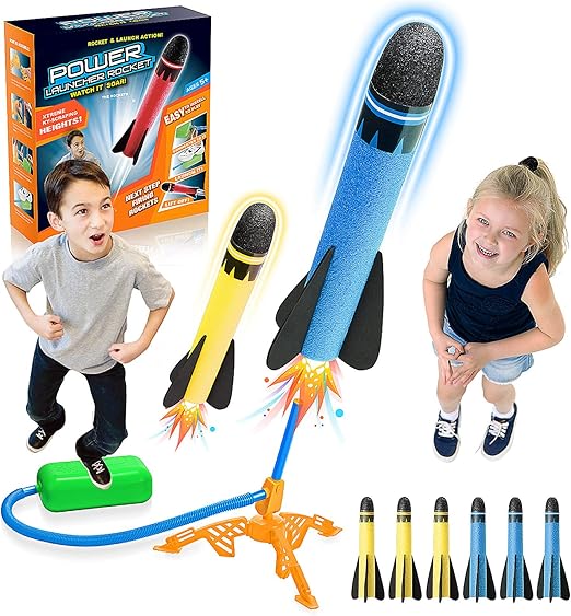 DejaNard Juguete Cohete con 3 Espuma de Cohetes de Salto Niños Y Niñas - Juegos Al Aire Libre para Niños