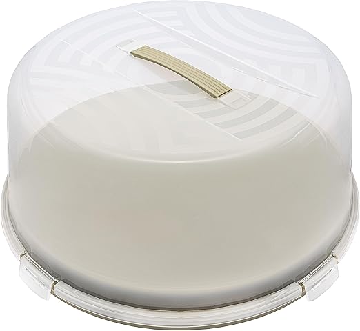 BranQ - Home essential Conteneur à gâteau rond Joy avec couvercle haut et poignée pratique, plastique (PP), sans BPA, couleur sauge/transparent, 334 x 156 mm