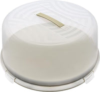 BranQ - Home essential Conteneur à gâteau rond Joy avec couvercle haut et poignée pratique, plastique (PP), sans BPA, couleur sauge/transparent, 334 x 156 mm