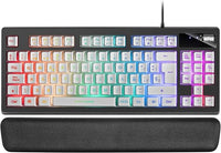Mars Gaming MKAX, Teclado Compacto TKL H-Mech, Iluminación RGB 9 Efectos, Reposamuñecas Gel, Idioma Español, Blanco