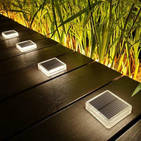 Lacasa Luces Solares LED, 4 Pack 30LM Lámpara Exterior del Piso, IP68, Auto ON/OFF para Jardin, Step, Camino, Deck, Dock, Valla, Blanco Natural 4000K Cuadrado
