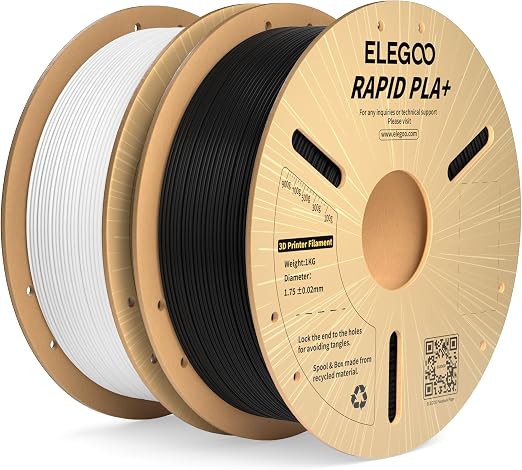 ELEGOO Filamento PLA+ de Alta Velocidad 1.75 2KG Negro y Blanco, 30-600mm/s Filamento PLA Plus Rápido para Impresora 3D, Precisión Dimensional +/- 0.02mm, Carrete Filamento 3D para Impresoras 3D