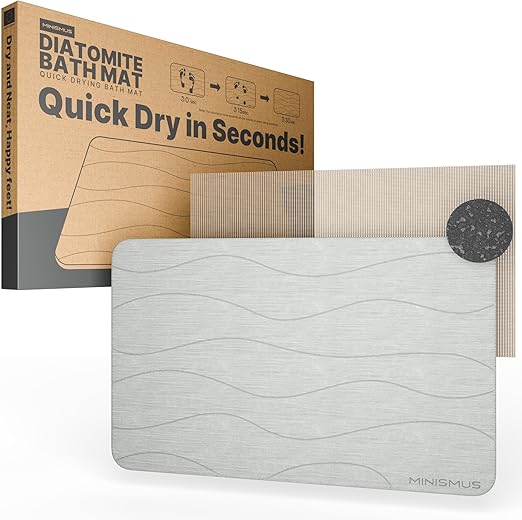 Minismus Alfombrilla Baño 60x40cm, Stone Bath Mat, Alfombra Baño Piedra, Alfombra Diatomita Baño, Alfombra Baño Secado Rápido