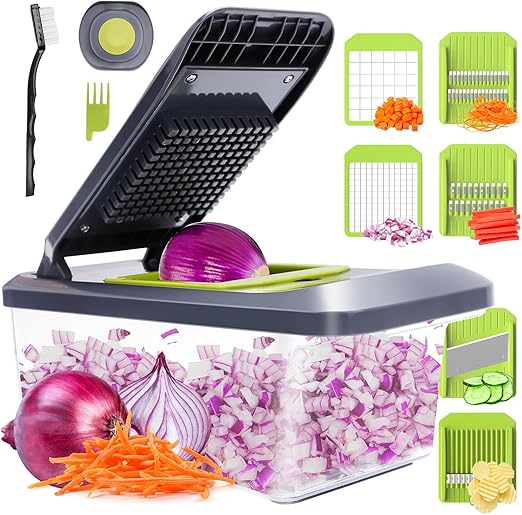 Mandolinenschneider für Gemüse, multifunktional, Gemüseschneider mit 6 Klingen, Obst, Zwiebeln, Kartoffeln, Julienne, Mandoline für Gemüse, verstellbar