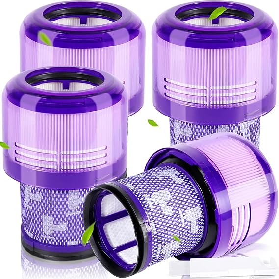 ROELLY Kit 4 Filtros para Dyson V11,V15,SV14,SV17,SV22-Incluye 4 Filtros de Alta Eficiencia y 1 Cepillo de Limpieza,Reutilizables y Lavables,Captura 99.97% de Partículas,Reemplaza #970013-02 &97001302