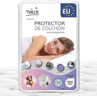 Thumbnail for Twillie - Protector de Colchón 180 x 200 cm Impermeable - Hecho en Europa - Oeko-Tex® - Aegis® - Transpirable - Hipoalergénico, Anti-Bacteriano, Anti-Acaros - Cubre Colchón 100% Polialgodón Blanco