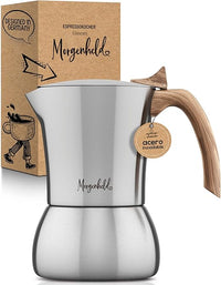 Morgenheld Premium Cafetera espresso grande de acero inoxidable para 6 tazas (300 ml) - Cafetera de café italiana - Cafetera moka para cocina de inducción gas - Maceta moca
