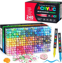 Gunsamg 240 Colores Rotuladores de Pintura Acrílica para Pintura en Piedra, Marcador de Pintura Acrílica para vidrio madera piedra cerámica tela metal lienzo tarjetería