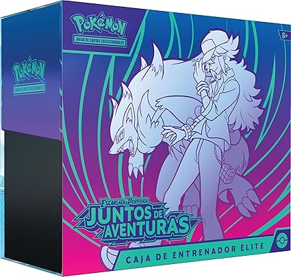 Pokémon Caja de Entrenador Élite de Escarlata y Púrpura - Juntos de Aventuras de JCC Pokémon (1 Carta con ilustración expandida, 9 Sobres de Mejora y Accesorios prémium)